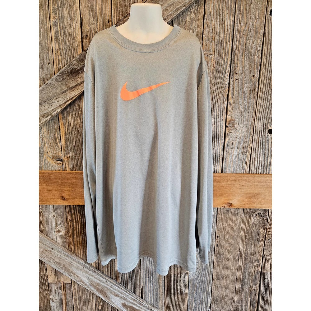 Nike dri fit long sleeve swoosh grey Performance shirt youth XL #